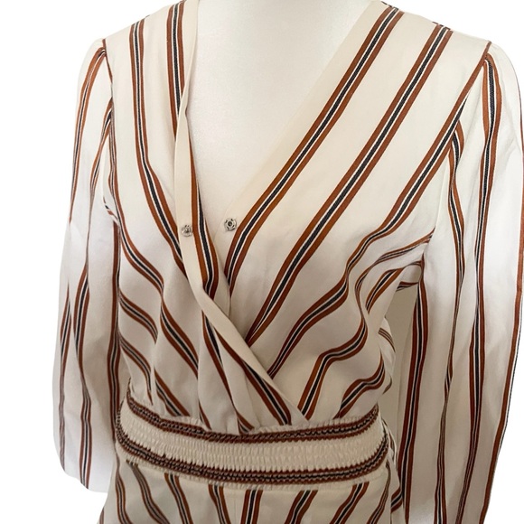 Maje Ieni Striped Peplum Romper in White - Picture 6 of 14